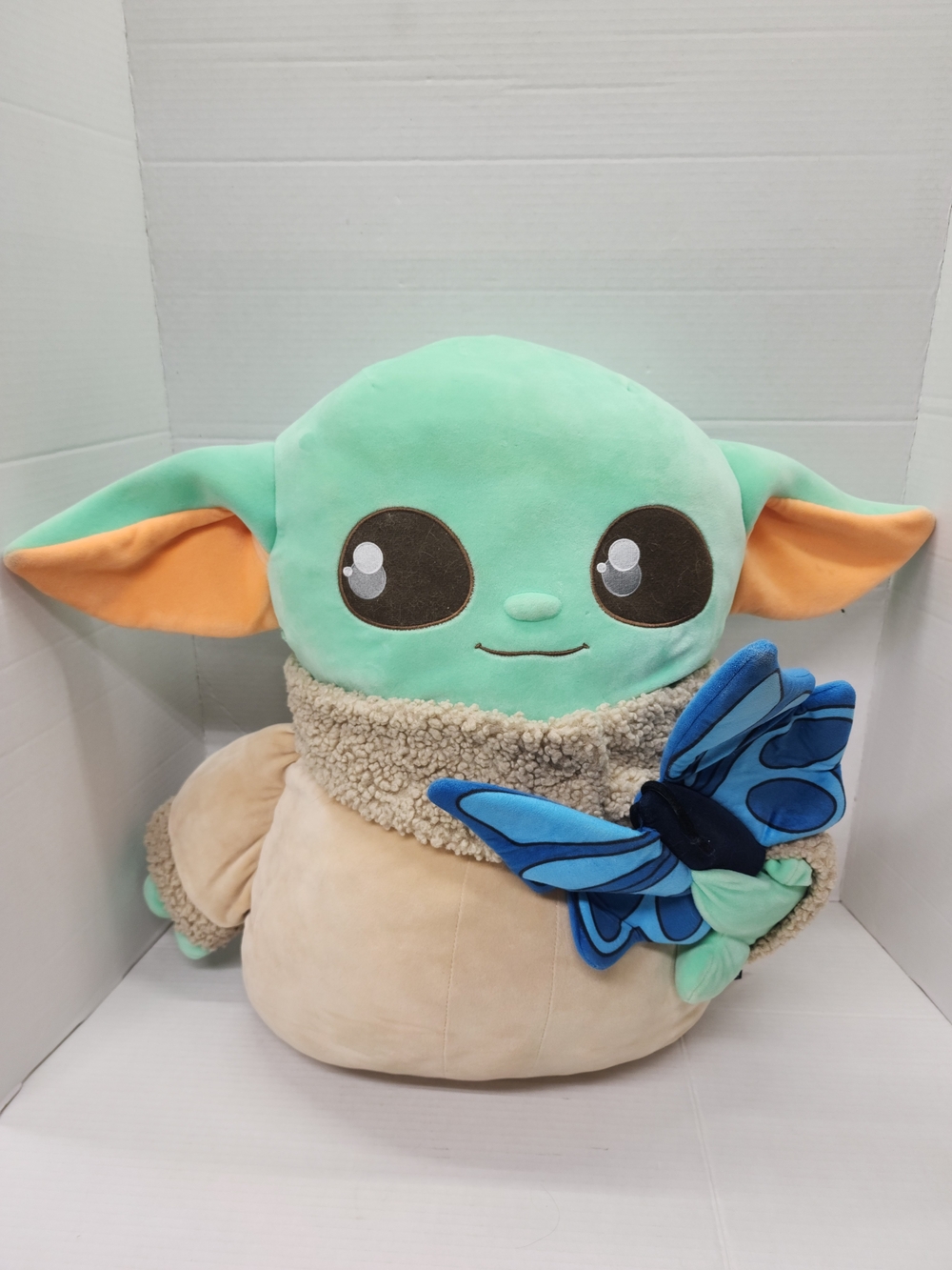 Large Grogu Baby Yoda Squishmallow Plush Star Wars Soft with Blue Butterfly